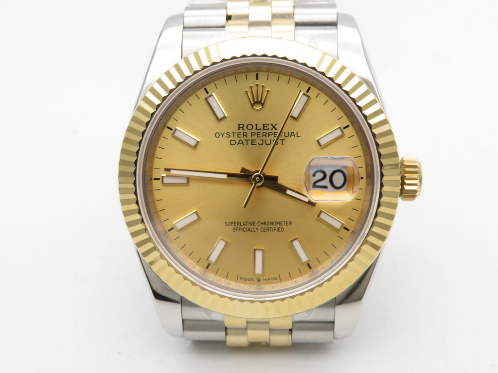 DateJust 126233, 36mm, Gold Plated, Gold Dial, Stick Markers on Jubilee Bracelet