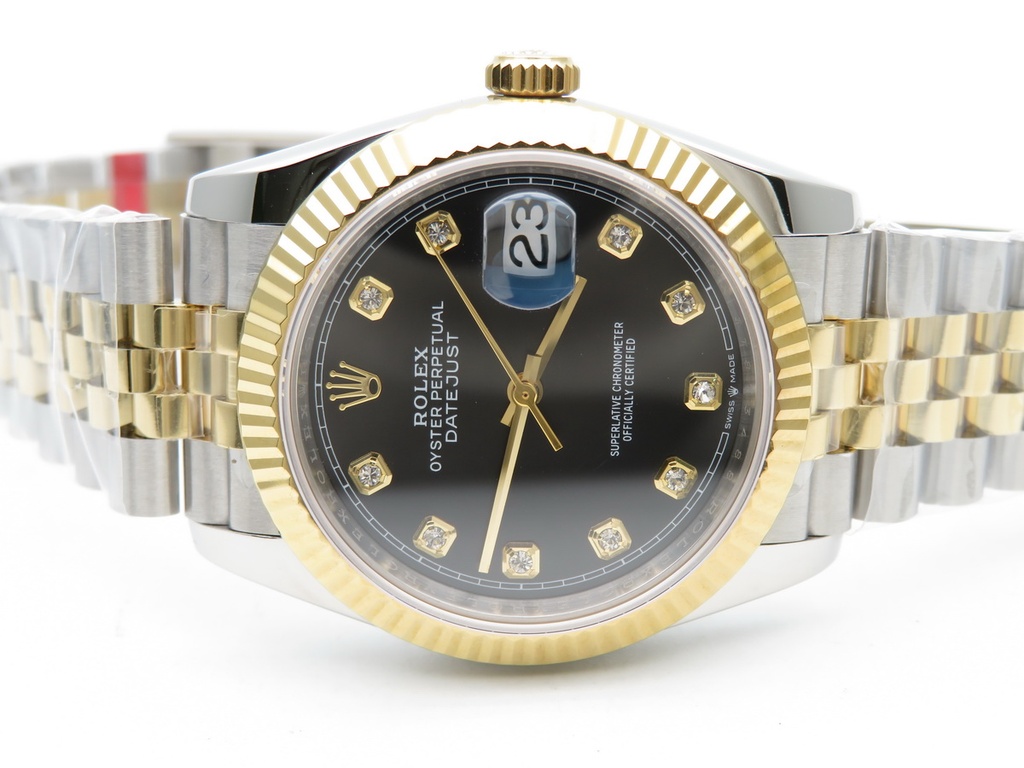 DateJust 126233, 36mm, Gold Plated, Black Dial, Diamond Markers on Jubilee Bracelet