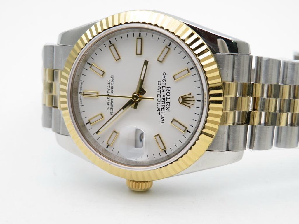 DateJust 126233, 36mm, Gold Plated, White Dial, Stick Markers on Jubilee Bracelet