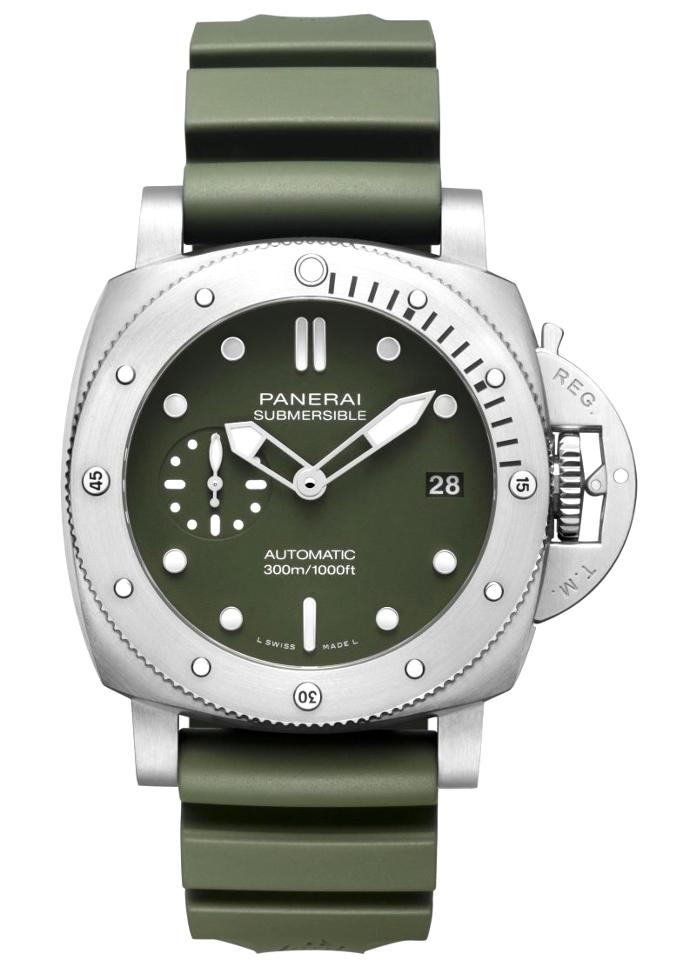 PAM1055 Luminor Submersible 42mm Verde Militare VSF 1:1 Best Edition on Green Rubber Strap P.900 Clone