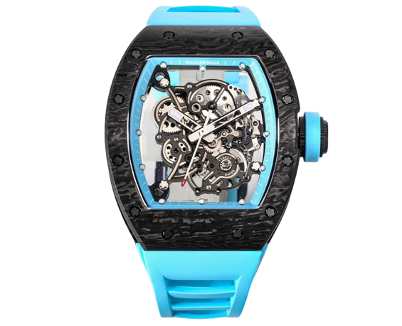 RM055 NTPT KVF Skeleton Dial Blue on Blue Rubber Strap MIYOTA8215