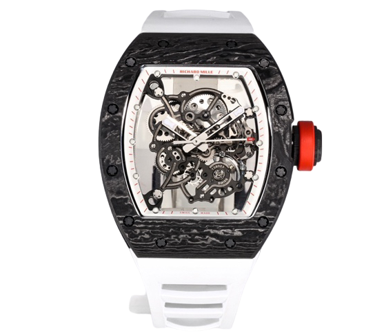 RM055 NTPT KVF Skeleton Dial Black Crown on White Rubber Strap MIYOTA8215