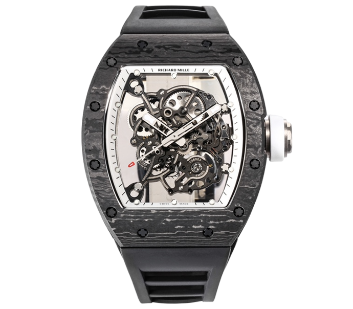 RM055 NTPT KVF Skeleton Dial White Crown on Black Rubber Strap MIYOTA8215