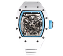 RM055 White Ceramic KVF Skeleton Dial Blue on White Rubber Strap MIYOTA8215 V3