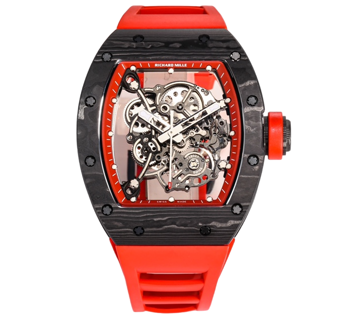 RM055 Real NTPT RMF Skeleton Red Dial on Red Rubber Strap RMUL2