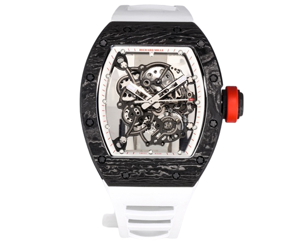 RM055 NTPT KVF Skeleton Dial Red Crown on White Rubber Strap MIYOTA8215