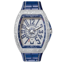 Vanguard V45, OX Factory, Blue Textured Dial, Diamond Markers on Blue Gummy Strap, A2824