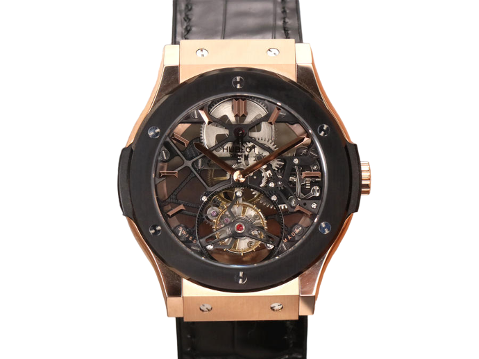 Classic Fusion Skeleton Tourbillon, JBF, Ceramic Bezel  On Leather Strap