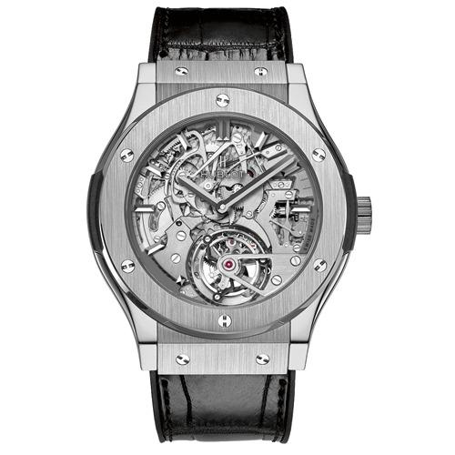 Classic Fusion Skeleton JBF Black Dial On Leather Strap HUB0610