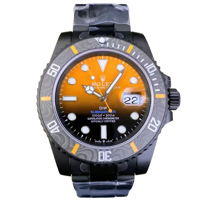 Submariner, DLC, VS, Orange Graduated Dial on SS Bracelet, VS3135