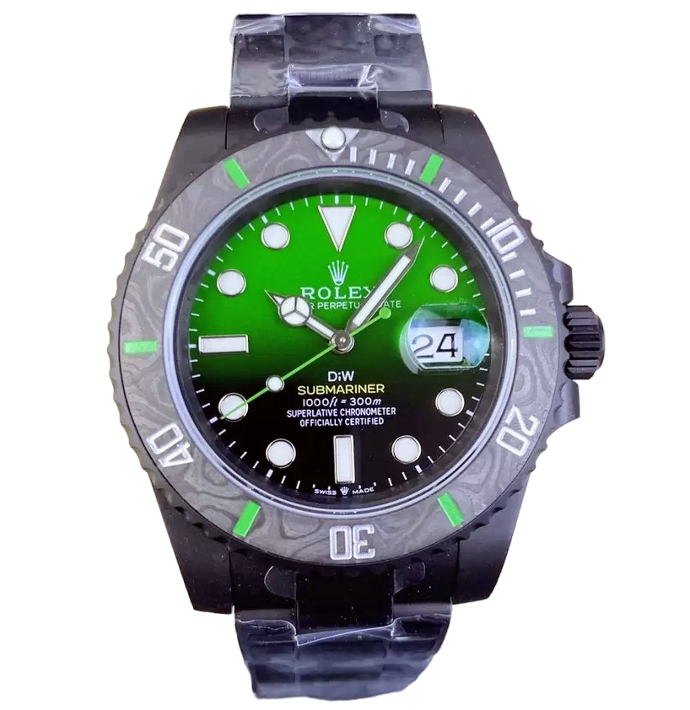 Submariner, DLC, VS, Green Graduated Dial on SS Bracelet, VS3135