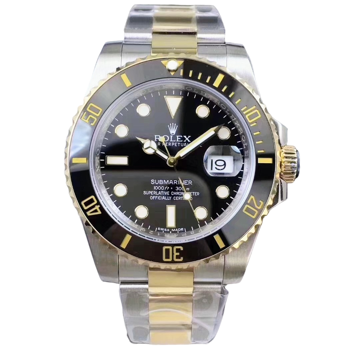 Submariner 116613, Noob V8, YG Wrapped Bezel, Black Dial on SS/YG Bracelet, A2836