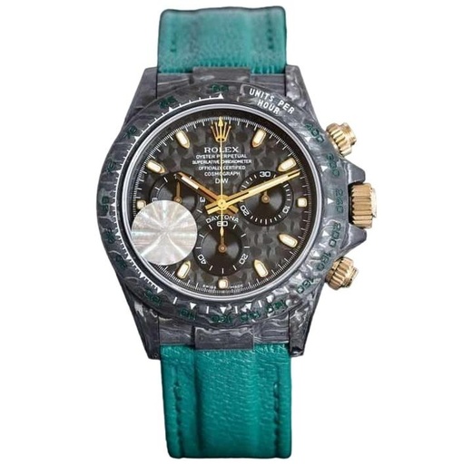 Daytona DIW Carbon, OM, Carbon/Black Dial on Green Leather Strap A7750