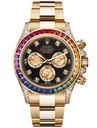 Daytona 116598, King Factory, Rainbow Diamonds, YG Bezel, Black Dial on YG Bracelet, Asia 7750