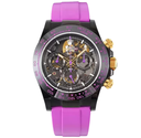 Blaken Daytona, PVD Ceramic Bezel, GETF, Skeleton Purple Dial on Purple Rubber Strap, SA4130