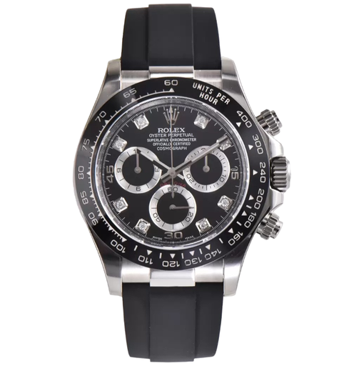 Daytona 116519, BTF, Black Diamonds Dial on Oysterflex Rubber Strap SA4130