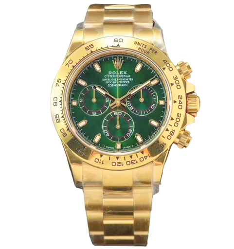 Daytona 116508, BT, 904L SS, Green Dial on YG Bracelet, A4130