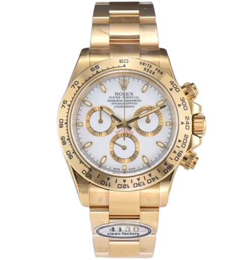 Daytona 116508, Clean Factory, White Stick Dial on YG Oyster Bracelet, A4130