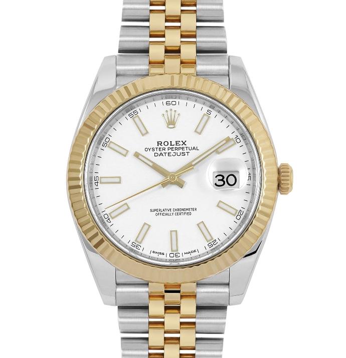 DateJust 126233, 36mm, Gold Plated, White Dial, Stick Markers on Jubilee Bracelet