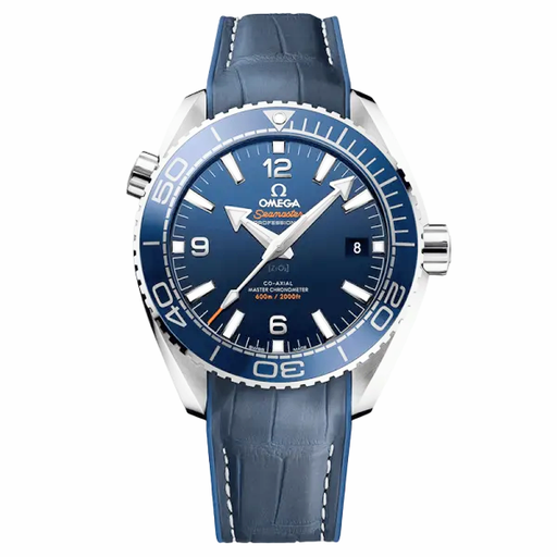 Planet Ocean 600M Co-Axial GMT 43.5mm VSF 1:1 Best Edition Blue Dial Blue Ceramic Bezel on Blue Rubber Strap A8605 Super Clone