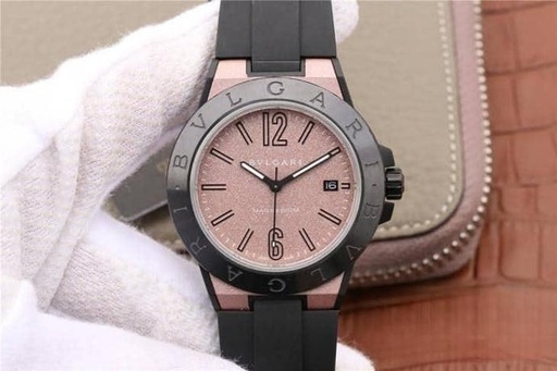 Diagono Magnesium PVD, GF, Pink Textured Dial on Black Rubber Strap, MIYOTA 9015