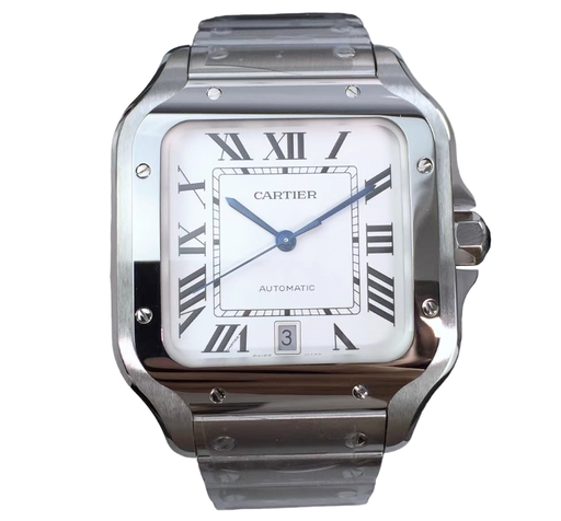 Santos de Cartier, 40mm, 3KF, White Dial on SS Bracelet, MIYOTA 9015