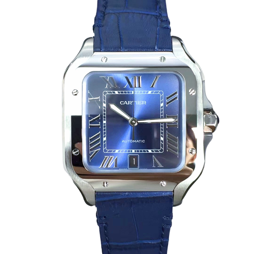 Santos de Cartier, 40mm, GF, Blue Dial on Black Rubber Strap, MIYOTA 9015