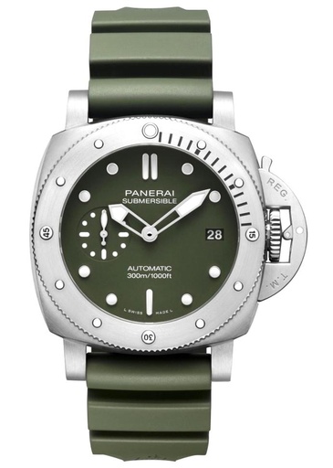 PAM1055 Luminor Submersible 42mm Verde Militare VSF 1:1 Best Edition on Green Rubber Strap P.900 Clone