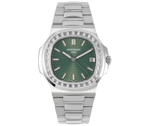 Nautilus 5711/1A PPF 1:1 Best Edition Green Textured Dial T Diamonds Bezel on SS Bracelet 324CS V4