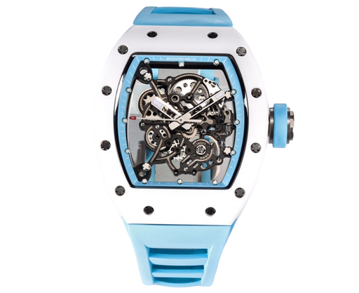 RM055 White Ceramic KVF Skeleton Dial Blue on Blue Rubber Strap MIYOTA8215 V3