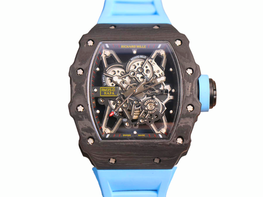 RM035-02 Real NTPT T+F 1:1 Skeleton Dial on Blue Rubber Strap RMUL2