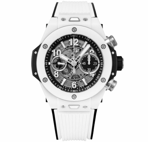 Big Bang Unico White Ceramic HBF Black Skeleton Dial on Whtie Rubber Strap A1242