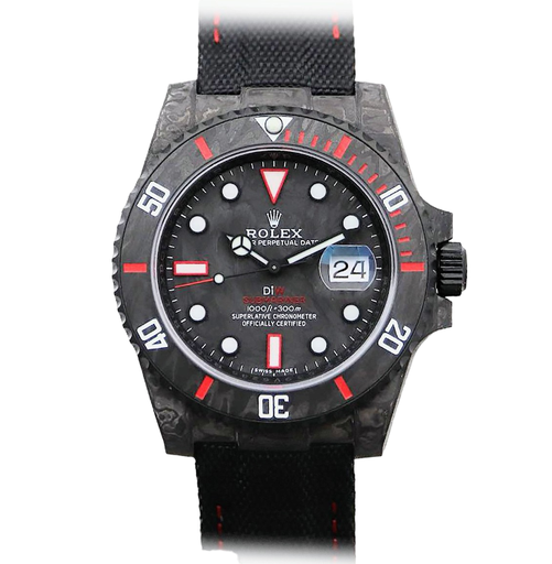 Submariner DiW, Forged Carbon Red Element on Nylon Strap, VS Factory, VS3135