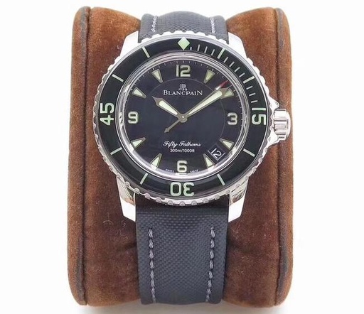 Fifty Fathoms 5015, ZF, Black Dial on Sail-canvas Strap, A2836