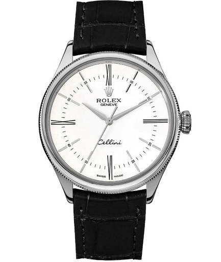 Cellini 50505, White Dial on Black Leather Strap