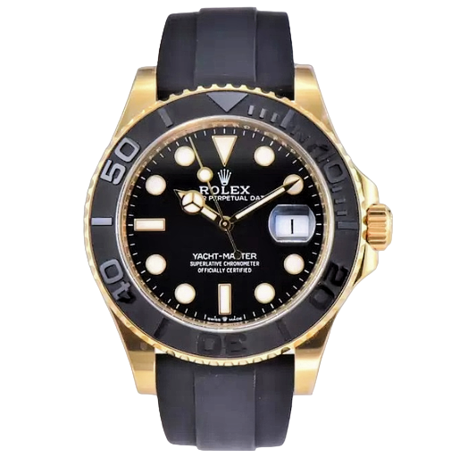 Yacht Master 226658 Gold, 42mm, Ceramic Bezel Black Dial on Oysterflex Strap