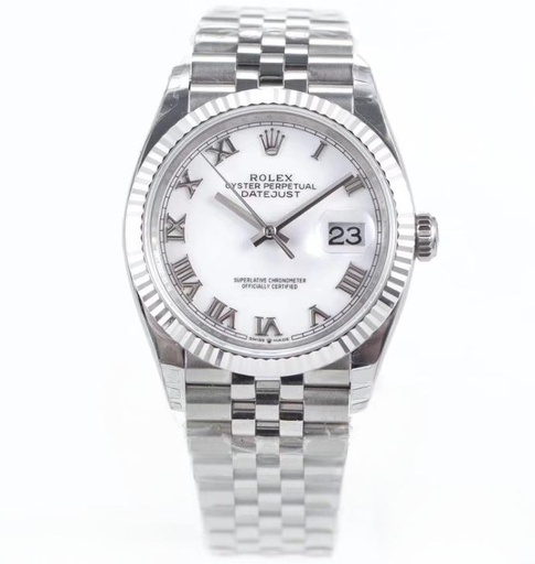 DateJust 126234, 36mm, White Dial, Roman Markers on Jubilee Bracelet