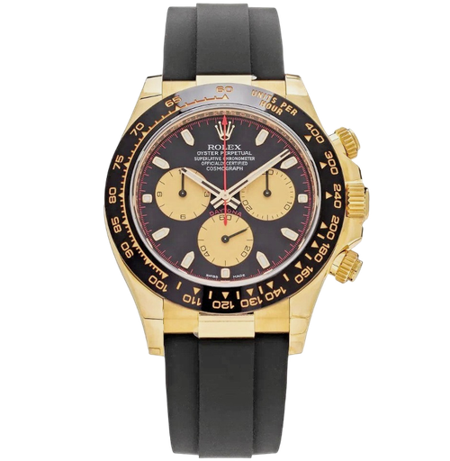 Daytona 116518, Black/Gold Dial on Black Oysterflex Strap