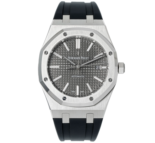 Royal Oak 15400, 41mm, Grey Textured Dial on Black Leather Strap